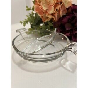 Vintage Clear Glass Divided Relish/Candy/condiment w/ Handles